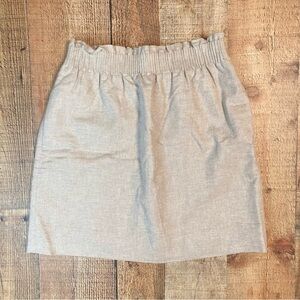 J. Crew Skirt Size 00 Beige Gold Metallic Pockets Linen Blend Pull On EUC‎